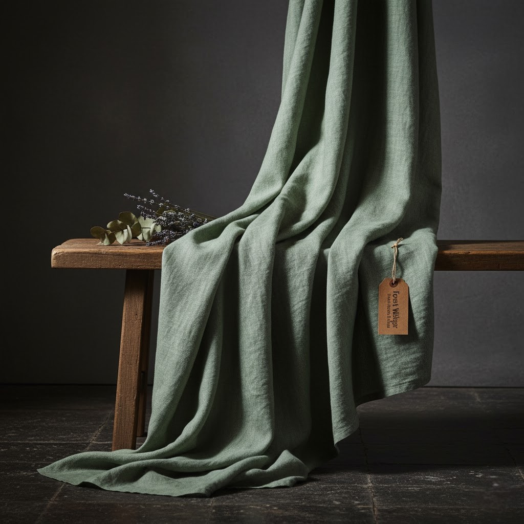 Forest Whisper Linen Throw Blanket {Herbal Dye}